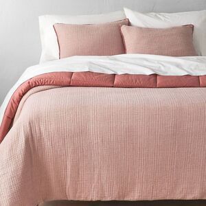 Casaluna - Full/Queen Textured Chambray Cotton Comforter & Sh Rose